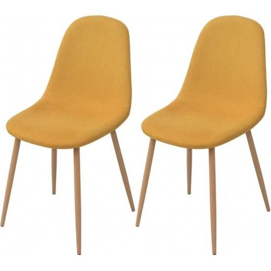 2 x Chaises de salle à manger Professionnel - Chaise de cuisine Chaise Scandinave - Jaune Tissu &2624
