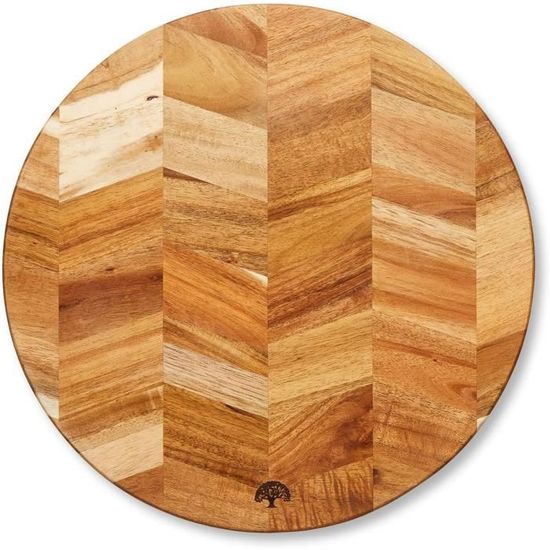 Planche à Découper Ronde En Bois De Rimu Et Marbre - 18 Pouces, Fait Main, Occasion Rare