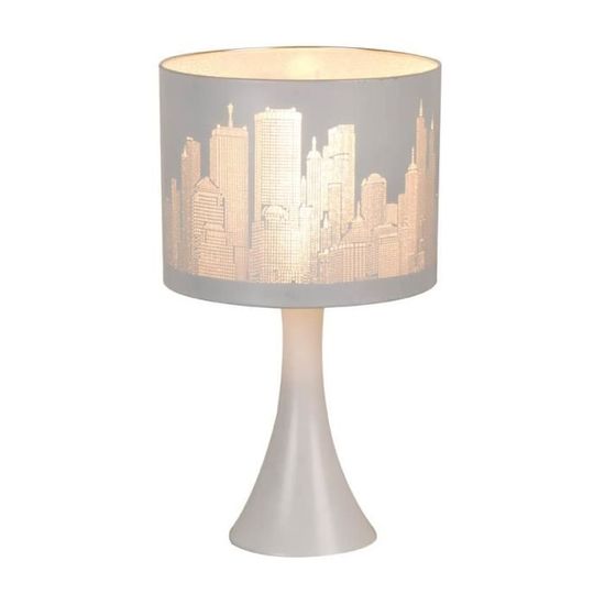 New York Lampe A Poser E14 40w Blanc Achat Vente New York Lampe A Poser Blanc Metal Cdiscount