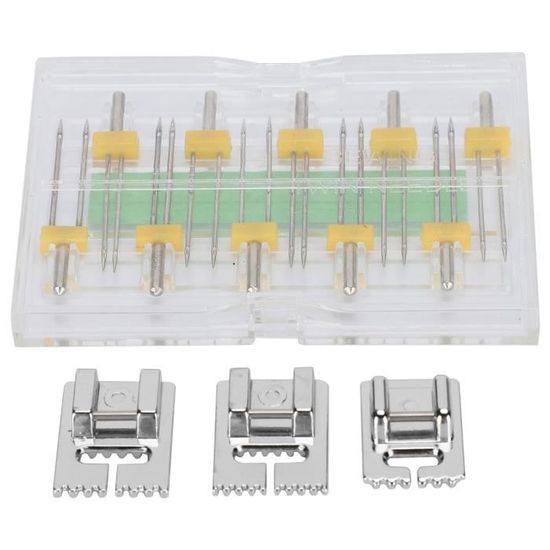 Kit De Pieds Et Aiguilles Doubles Pour Machine à Coudre - 12 Pièces, 3 Tailles D'aiguilles (2/3/4mm)