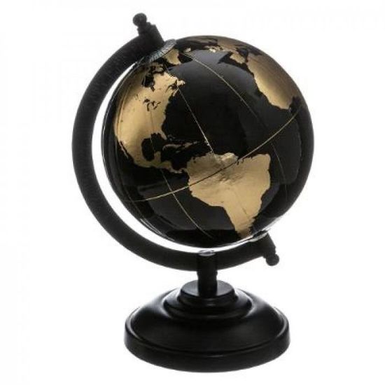 Globe terrestre noir et or H22 cm Autres Noir