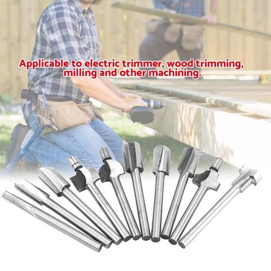 Lot De 10 Fraises CNC Carbure Tungstène Revêtues Bleu - Tige 1/8" (3,175 Mm)