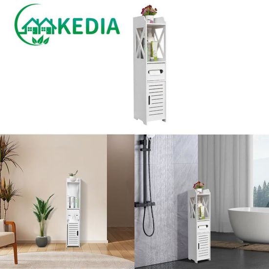 Meuble Toilettes WC Noir 3 Tablettes étagères Pour WC Salle De Bains En