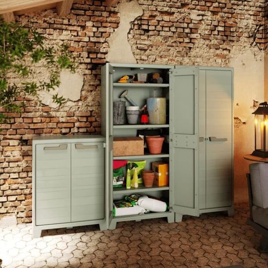 Keter Armoire basse de rangement d'extérieur Gris jade 445040