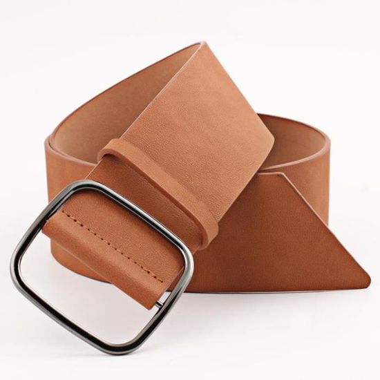 Ceinture Pour Femme WERFORU - Boucle Carrée Noire - Largeur 3,3 Cm - En Simili-cuir Souple - 9 Trous Ajustables - Pour Jeans, Pantalons, Tenues élégantes