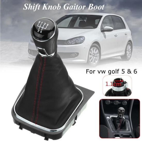 Pommeau De Vitesse Golf 7 MK7 2013-2017 - Cuir Synthétique Noir - Avec Soufflet - Compatible VW