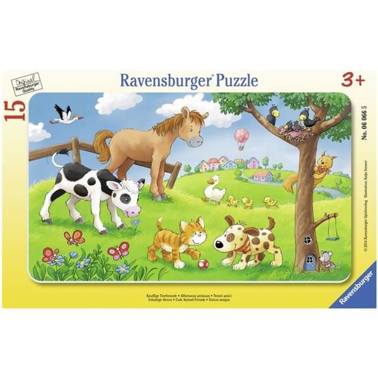 Puzzle cadre 15 pièces - RAVENSBURGER - Tous amis - Enfant - 15 pièces - Blanc - Multicolore - A partir de 3 ans