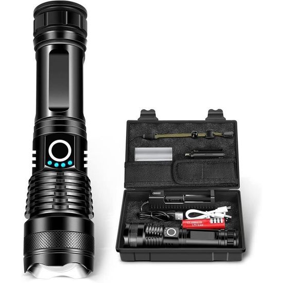 Lampe Torche LED Ceboic 2000 Lumens – Tactique, Zoomable, IP65, 5 Modes, Rechargeable, Kit Complet