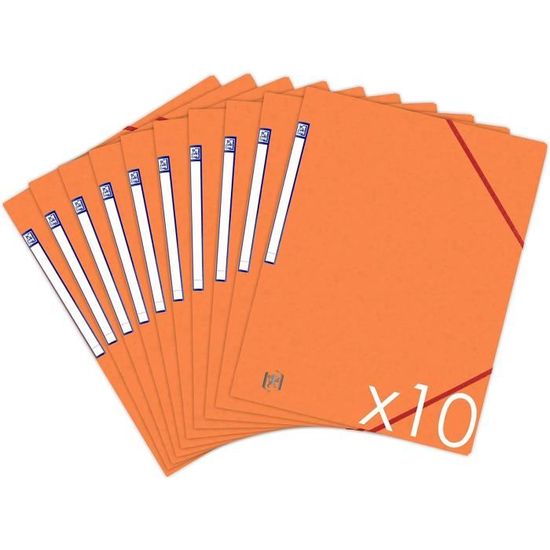 10 Chemises Cartonnées TopFile+ Sans Rabats - Format A4 Bleu - Avec Elastiques