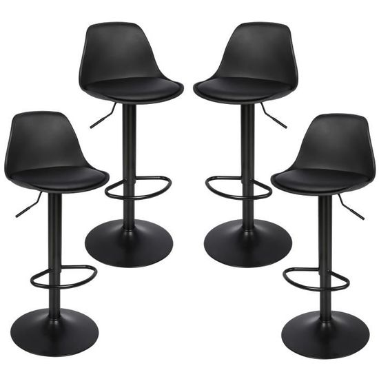 WILLONIN® TABOURET DE BAR AVEC SIEGE ROTATIF 360° EN VELOURS - LOT DE 6 BLANC 47X38X(87-107) CM