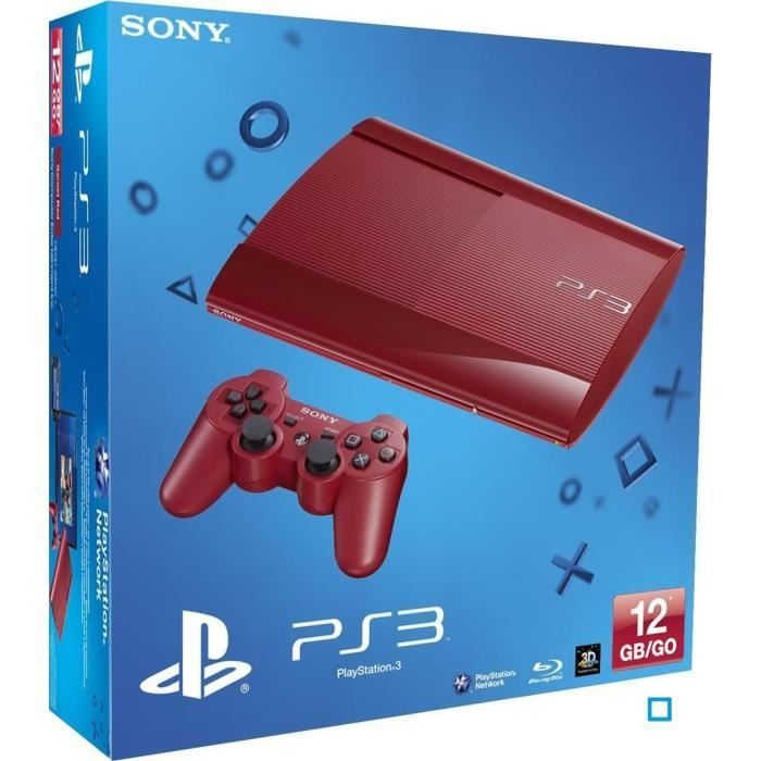 Sony Computer Entertainment Console Salon - Sony - PS3 Ultra Slim Rouge - 12 Go - Design Léger Et Fonctionnalités