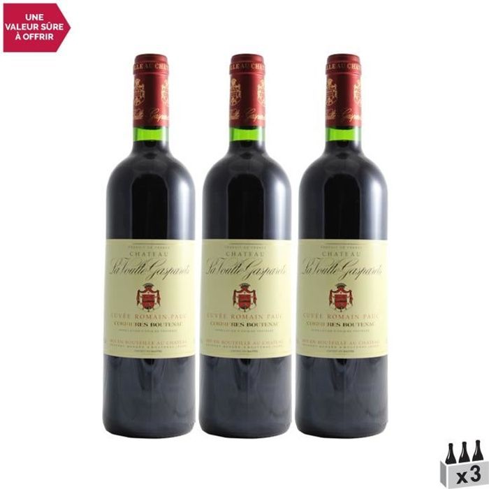 Corbières Cuvée Romain Pauc Rouge 2019 - Lot de 3x75cl - Château la Voulte Gasparets - Vin AOC Rouge du Languedoc - Roussillon