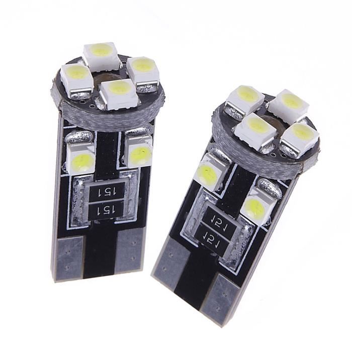 ANGRONG 2x T10 8 SMD LED Voiture Ampoule Luminaire Lampe 194 501 168 W5W Veilleuse ODB CANBUS Anti Erreur Blanc 6000k