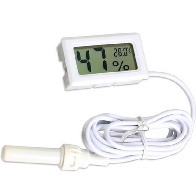 Hygromètre Thermomètre + CABLE SONDE 1m50 + Piles hydrometre BLANC écran DIGITAL AQUARIUM TERRARIUM VIVARIUM