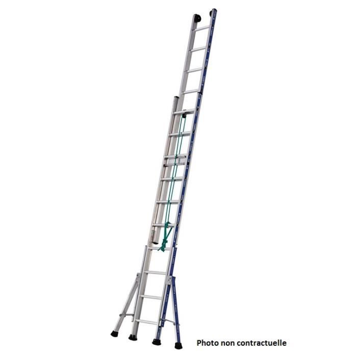 Tubesca - Echelle coulisse à corde en Alu 2x16 échelons accès 8,92 m max. - PLATINIUM 300