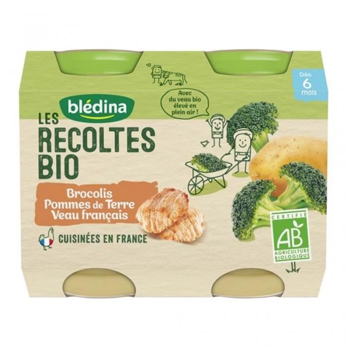 Blédina Les Récoltes Bio Brocolis Pommes de Terre Veau Français (dès 6 mois) par 2 pots de 200g (lot