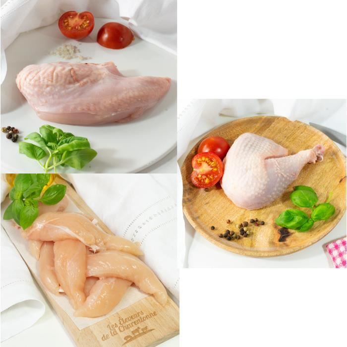 Colis poulet : 4 x180g supremes + 4x220g cuisses + 540 aiguillettes de poulet