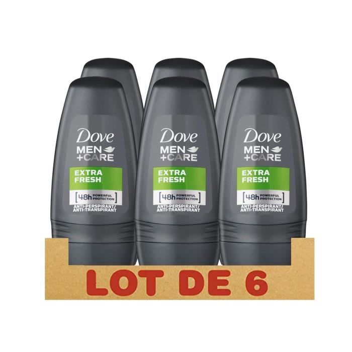 Dove Men + Care Déodorant Homme Bille Extra Fresh Protection 48h, Formule sans Alcool pour les Peaux Sensibles (Lot de 6 x 50ml)