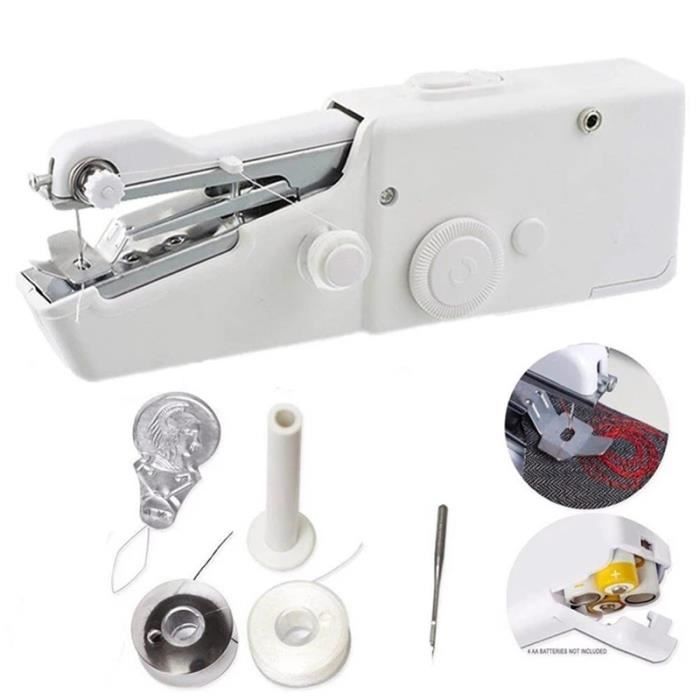 Mini machine à coudre électrique portative portative de ménage, couture rapide, tissu de vêtement-blanc
