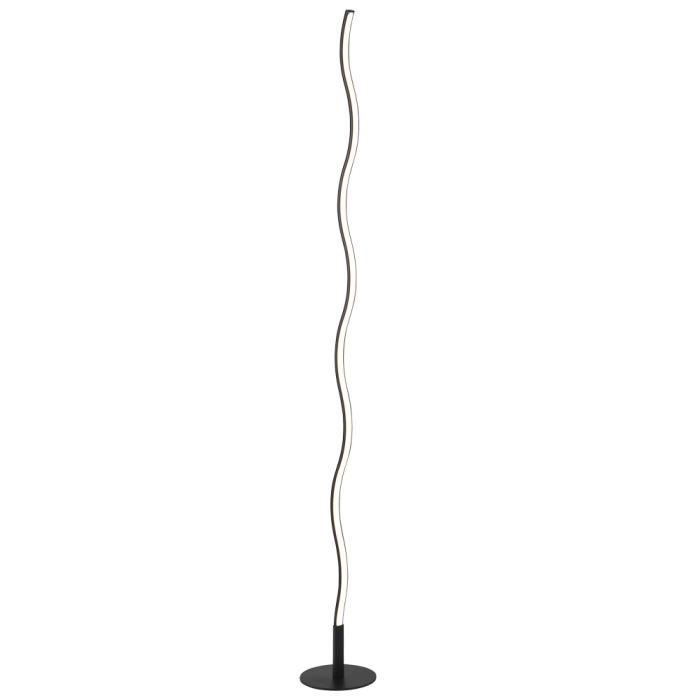 Lampadaire LED, design vagues, noir, hauteur 120 cm