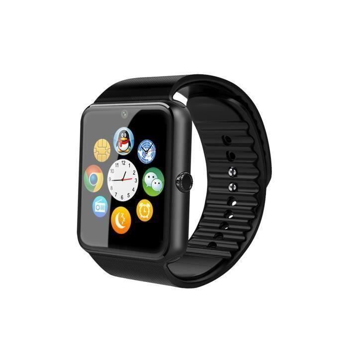 LUXS Pas cher Montre Intelligente GT08 Plus SmartWatch Multifonction Sport Bluetooth Podomètre Rappel sédentaire NOIR