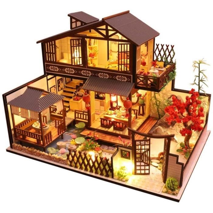 Maisons pour mini-poupées Maquette Maison Maison Miniature Kit De Maison De Poupée Bricolage Maison Assemblée À La Main 363793