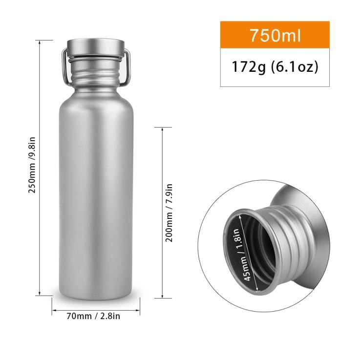 750ML New Version -Bouteille d'eau en titane avec couvercle supplémentaire, gourde de sport, articles de table en plein air, Camp