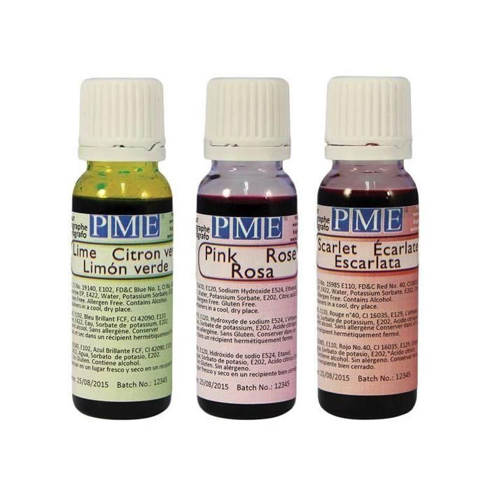 Kit de 6 colorants alimentaires pour aérographe - 6 x 25 ml