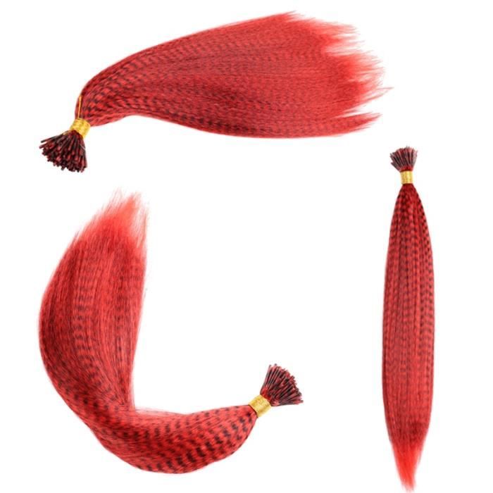 XMF-1 16 pouces -Mèches colorées pour extensions de cheveux synthétiques, fausse plume arc en ciel