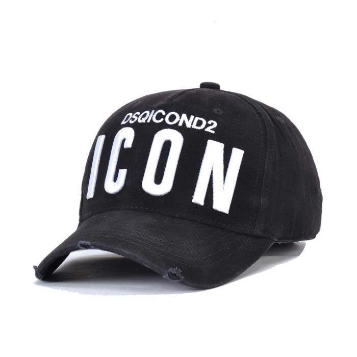 black Adjustable -ICON – Casquette de Baseball pour hommes, en coton noir, ajustable, style Hip Hop, rappeur, pour l'extérieur