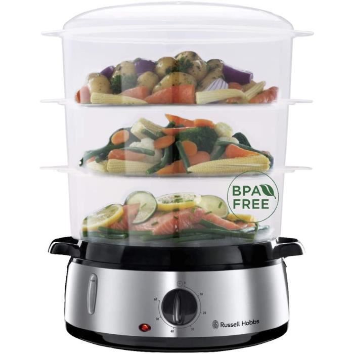 Russell Hobbs Cuiseur Vapeur 9L Programmable Minuteur, Cuisson Légumes, Riz, Œufs - 19270-56