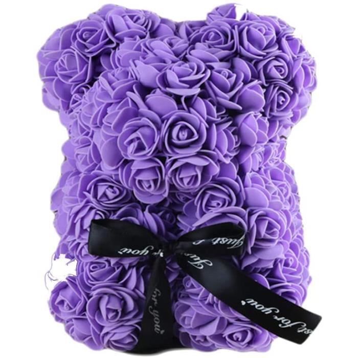 Rose Ourson, Ours Artificielle Toujours Cadeau Anniversaire Anniversaire Cadeau Saint Valentin, 25cm, Violet