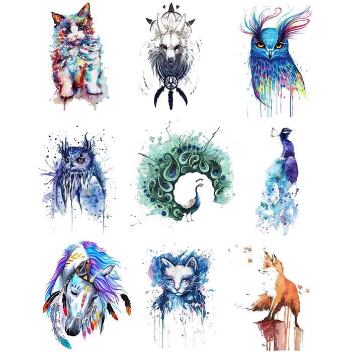 Patch Thermocollant,9pcs Animaux Feuille Transfert Textile Transfert de Papier de fer sur T-shirt,Impression de Tissu,Vêtements