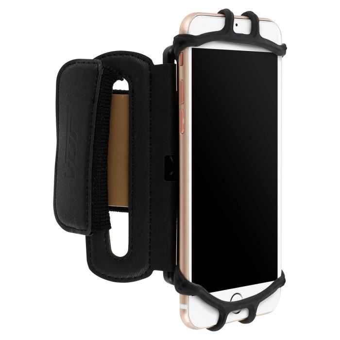 Brassard de sport en silicone Universel Rotatif à 180° Lanière ajustable - Noir