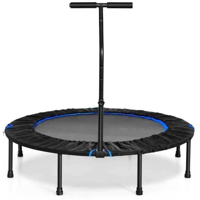DREAMADE Trampoline de Fitness Pliable avec Poignée Réglable Forme T&Structure Stable, pour Extérieur Intérieur, Bleu+Noir
