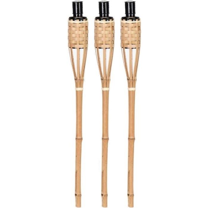 Esschert Design torche de jardin 6,1 x 62,6 cm bambou naturel 3 pièces