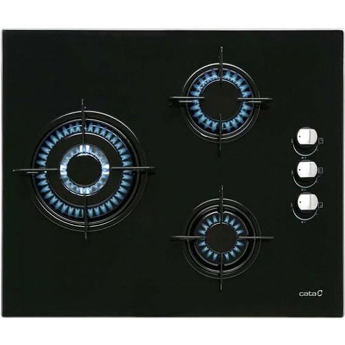 Plaque au gaz à 3 foyers 5750W 60 cm Noir - Plaque de cuisson cuisine