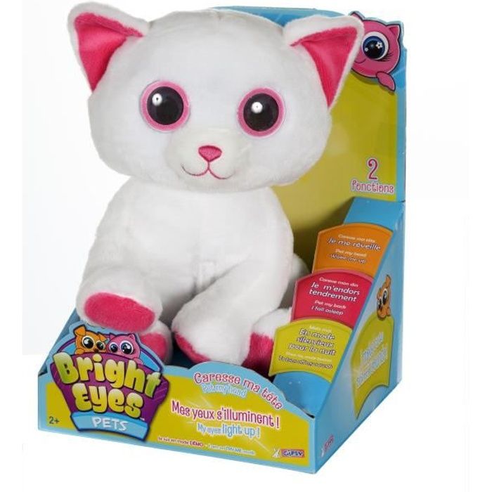 GIPSY Peluche Lumineuse Interactive Chat Bright Eyes Pets 25cm