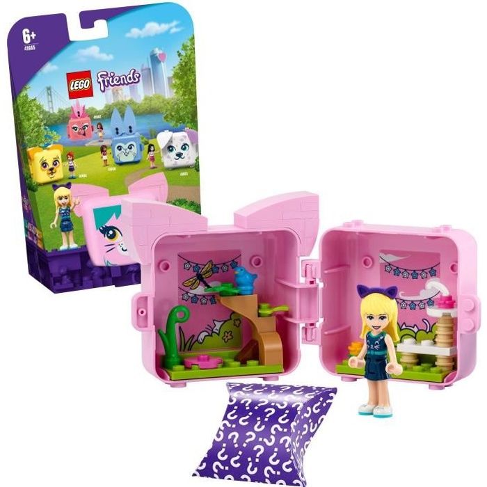 LEGO® Friends 41665 Le cube chat de Stéphanie, Cadeau Fille et Garçon 6 ans, Figurines Animaux, Jouet de Collection