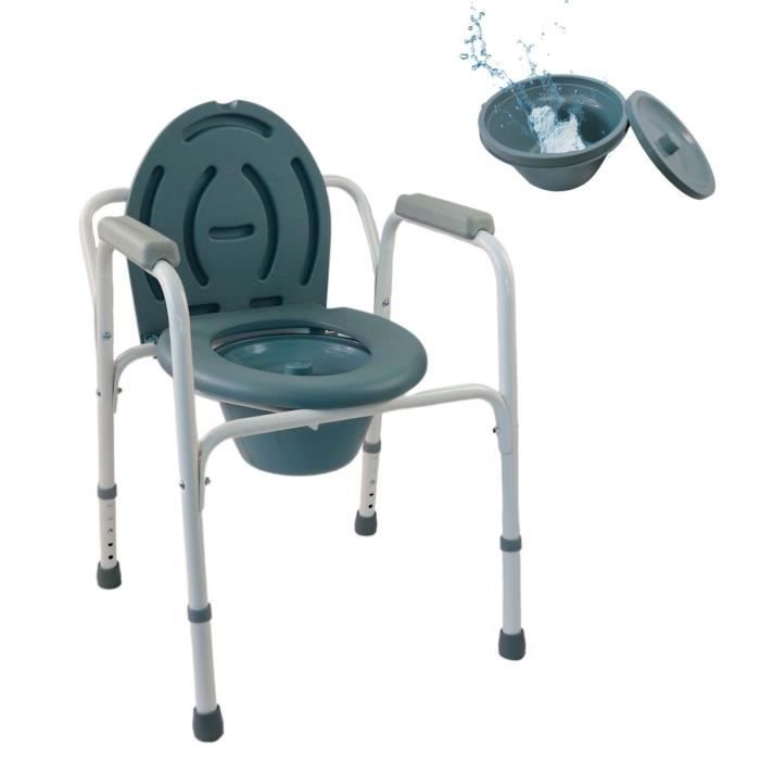 Chaise percée- Avec couvercle, embouts antidérapants et accoudoirs rembourrés - Acier chromé - Arroyo - Mobiclinic