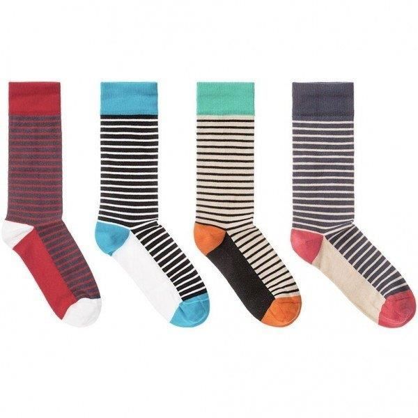PULL IN Lot de 4 paires de Chaussettes Adulte Coton PACK23 Rayures