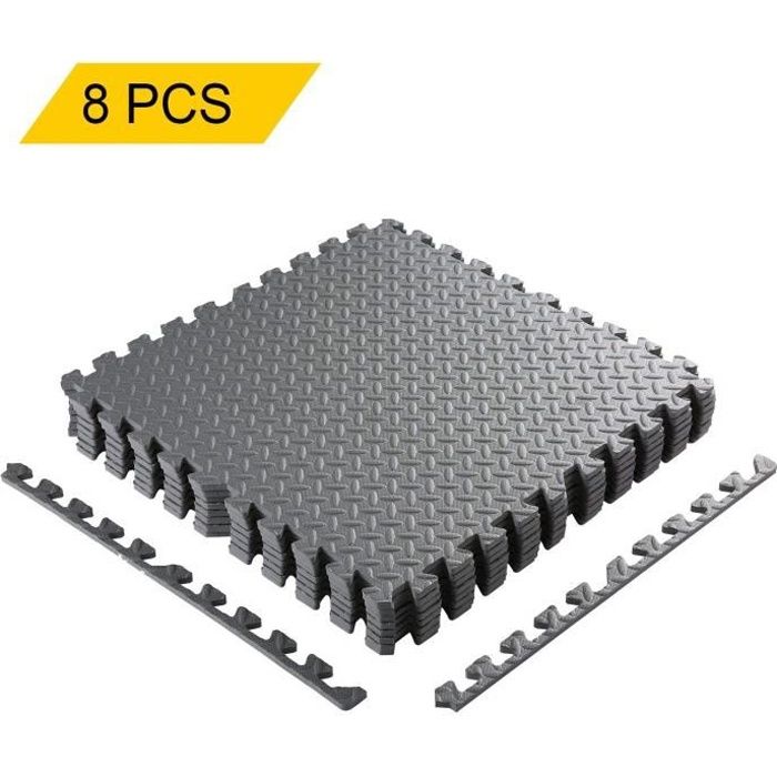 8PCS Tapis de Protection de Sol 60 x 60cm Dalles en Mousse , Gym, Musculation