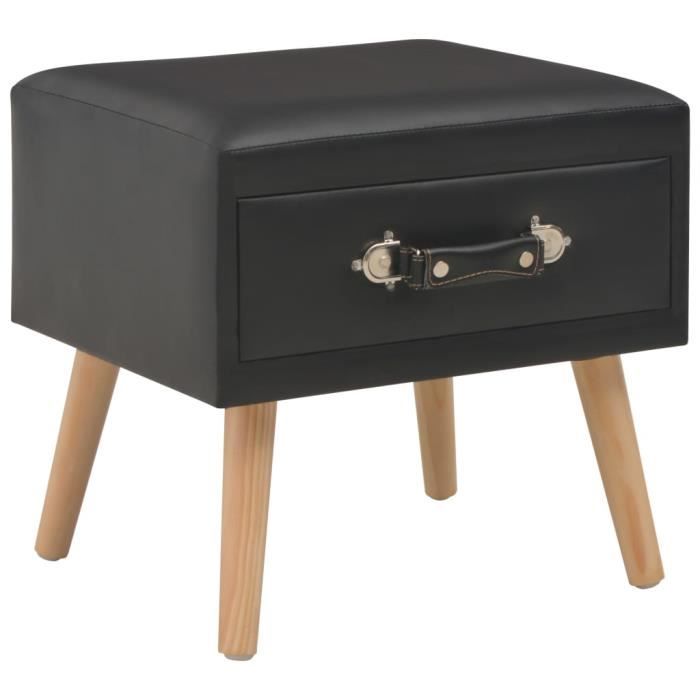 Table de CHEVET Scandinave Table de Nuit Armoire Noir 40x35x40 cm Similicuir