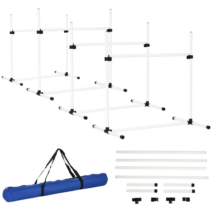 Agility sport pour chiens set de 4 obstacles professionnels avec système de maintien au sol 95L x 65l x 95H cm sac transport fourni