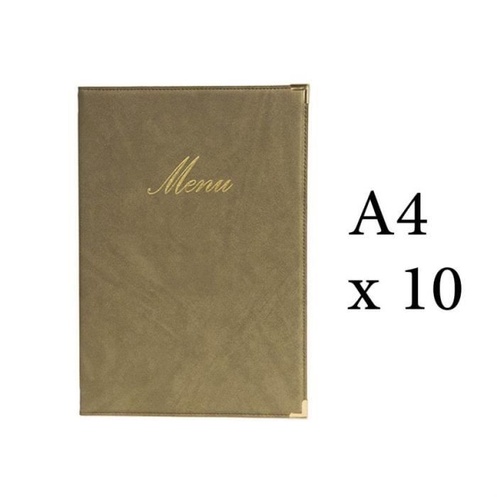 Lot 10 protège-menu Classique format A4 couleur beige - Porte menu hôtel restaurant - Securit 5 Beige