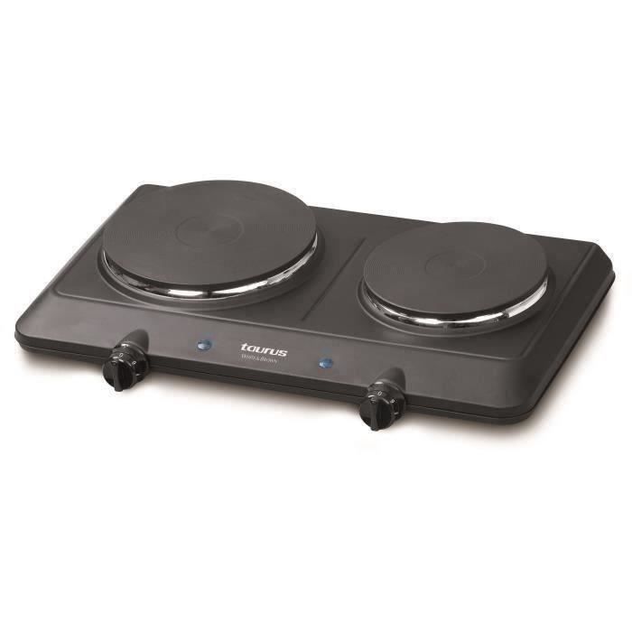 Réchaud 2 plaques TAURUS WHITE & BROWN - 750 / 1 500 W - Volcano Duo