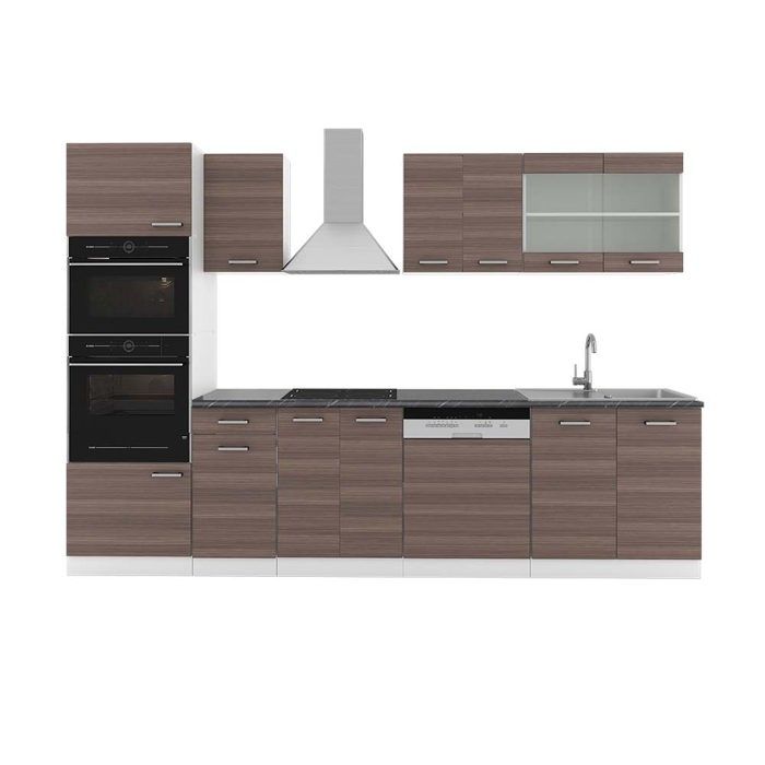 Cuisine Intégrée Vicco R-Line 300cm - Chêne Anthracite - Moderne Et Brillant - Neuve Sous Emballage