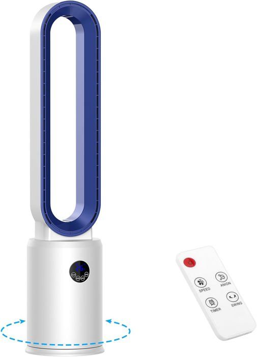 Ventilateur Sans Pales Beper 50W - 3 Vitesses, Oscillation, Silencieux - Design Sûr Et Moderne, Blanc