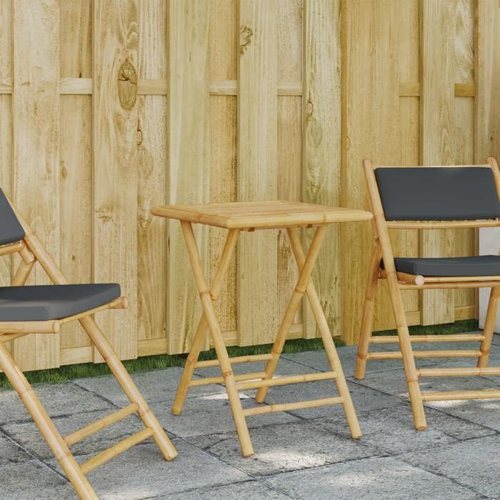 vidaXL Table de jardin pliable 55x55x75 cm bambou table de jardin en bambou table de patio meuble d’extérieur table 365878
