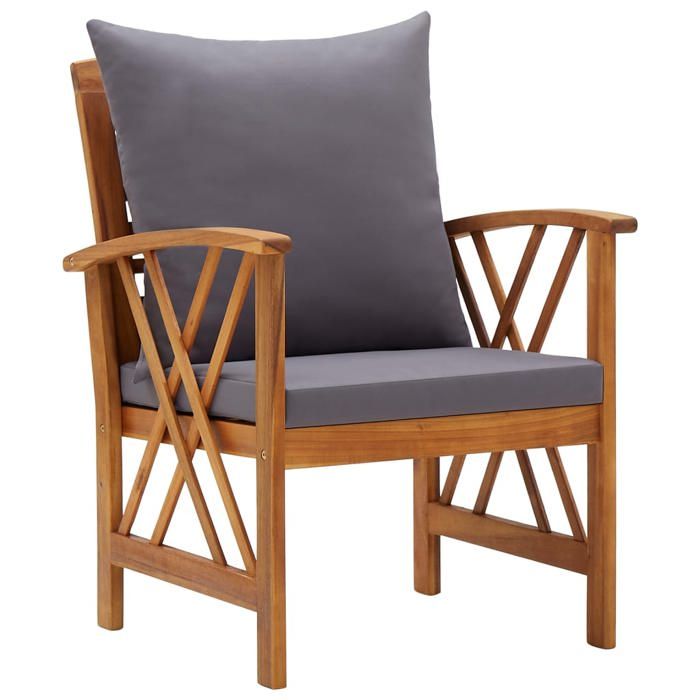 SALE 2025Lot de 2 fauteuils relax/ Chaises de jardin avec coussins - Ensemble de 2 pièces - Bois dacacia massif Chill280480